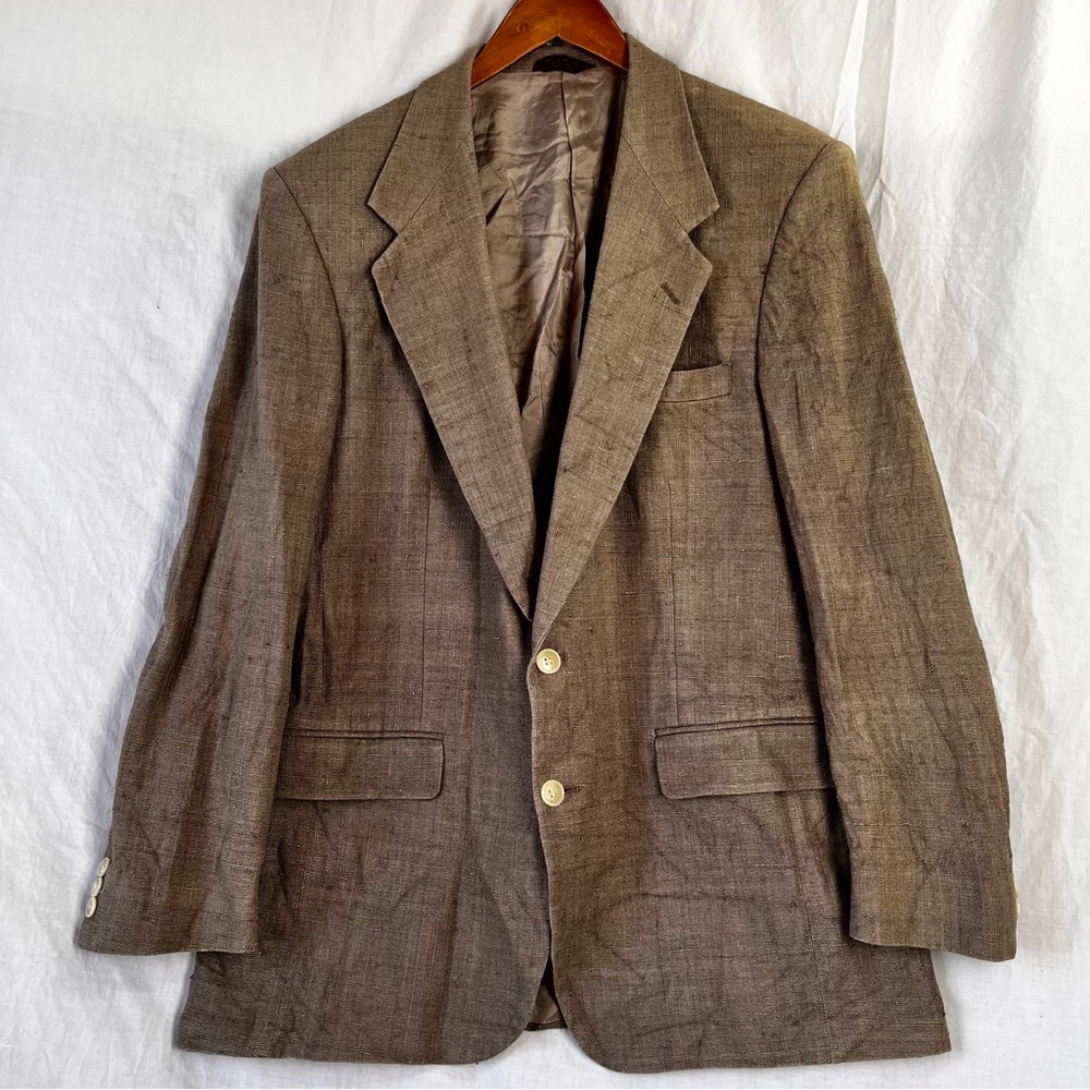 Vintage 70s Farah Silk Sport Coat Men 42L Beige Tweed Two Button Jacket FADED